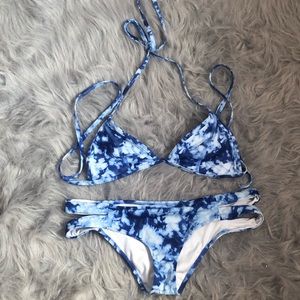 Blue tie-dye two piece swim